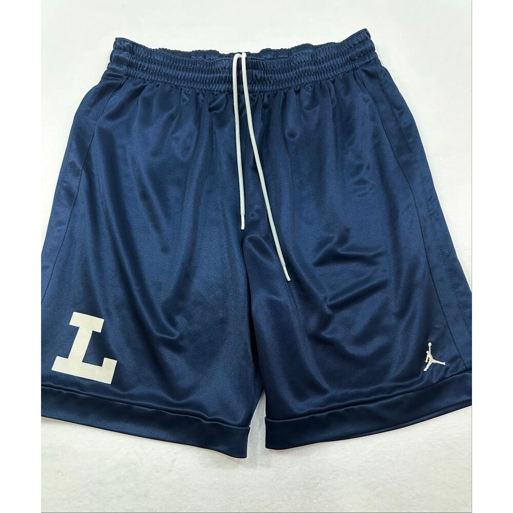 Vintage Jordan Navy Blue Basketball Shorts White L Logo Athletic Mesh Size Large